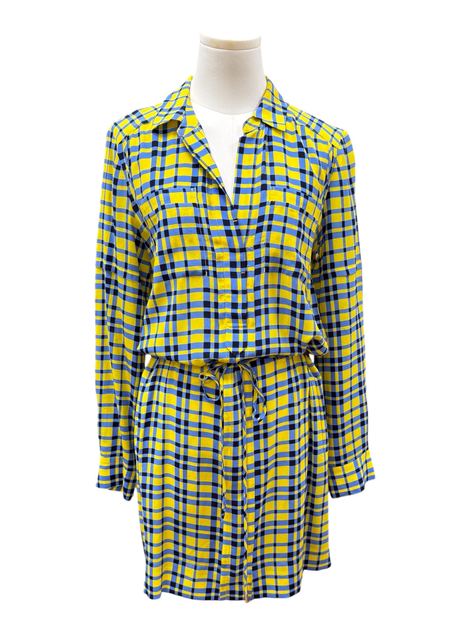 DVF blue yellow plais Short dress size US6