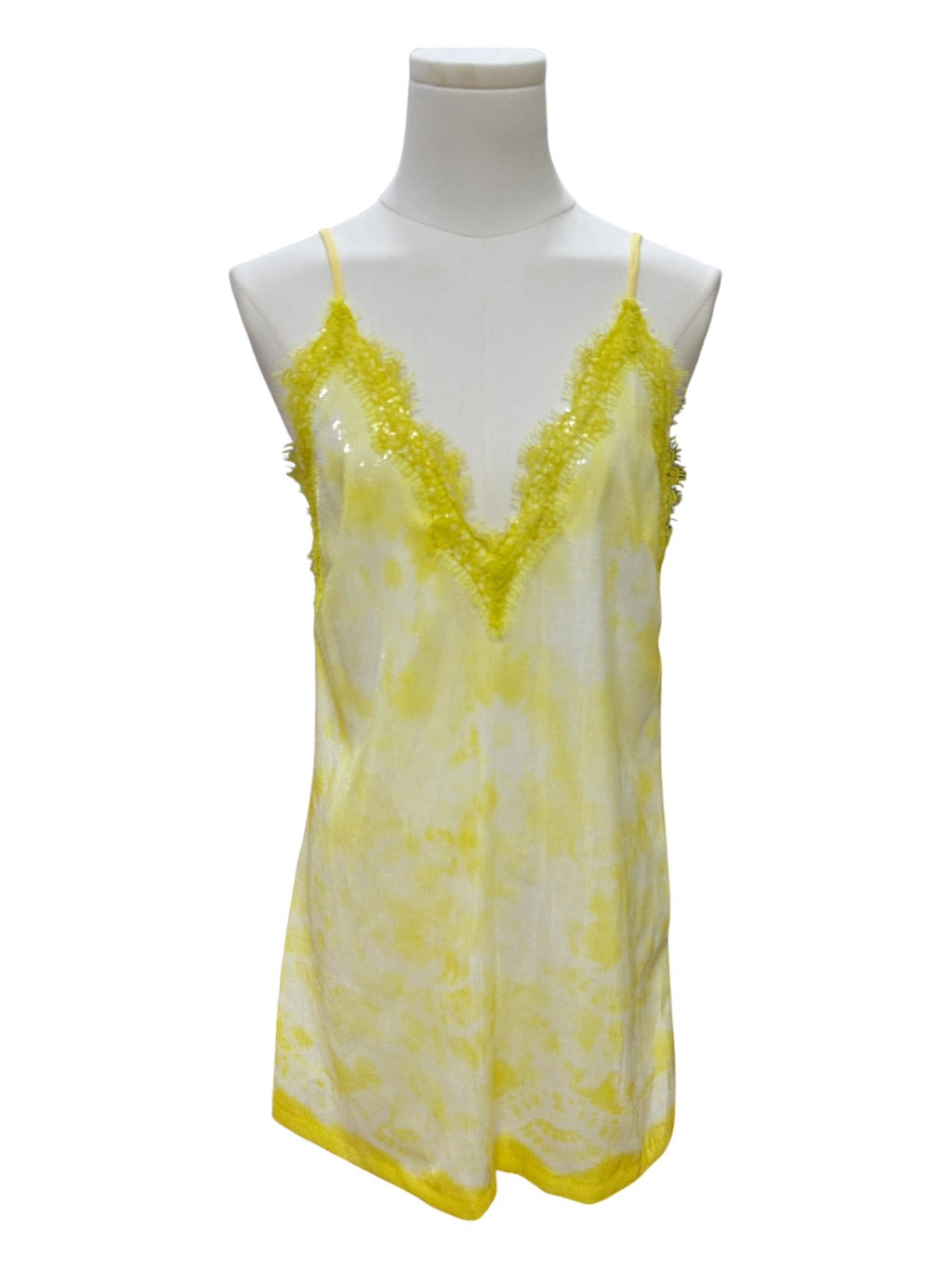MSGM yellow lace white sequin dress small