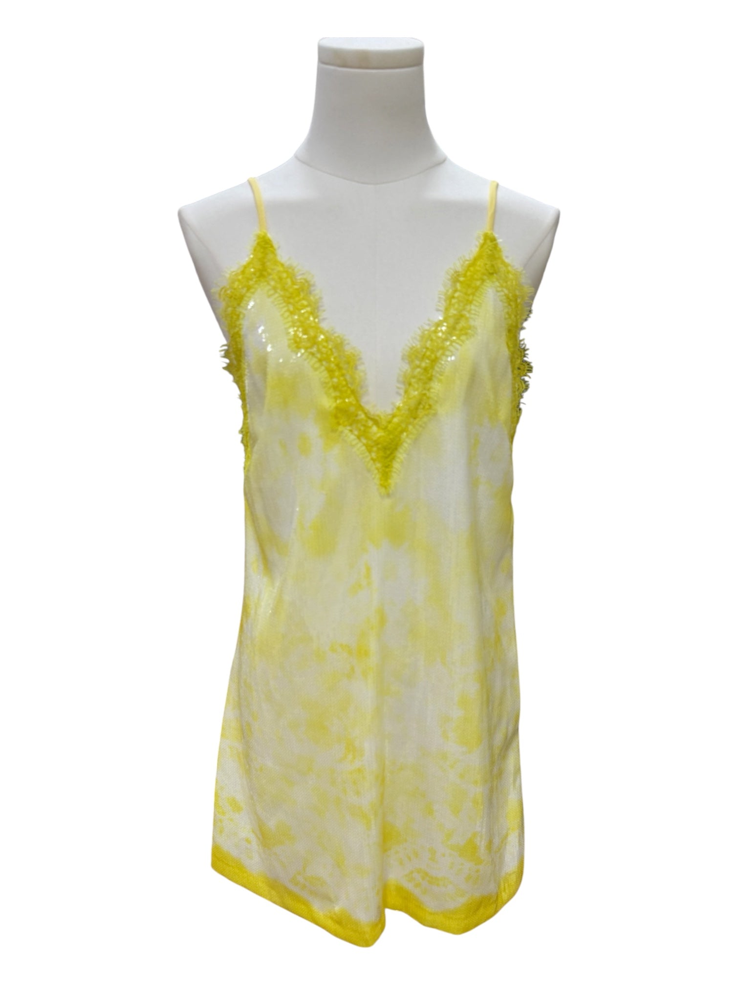 MSGM yellow lace white sequin dress small