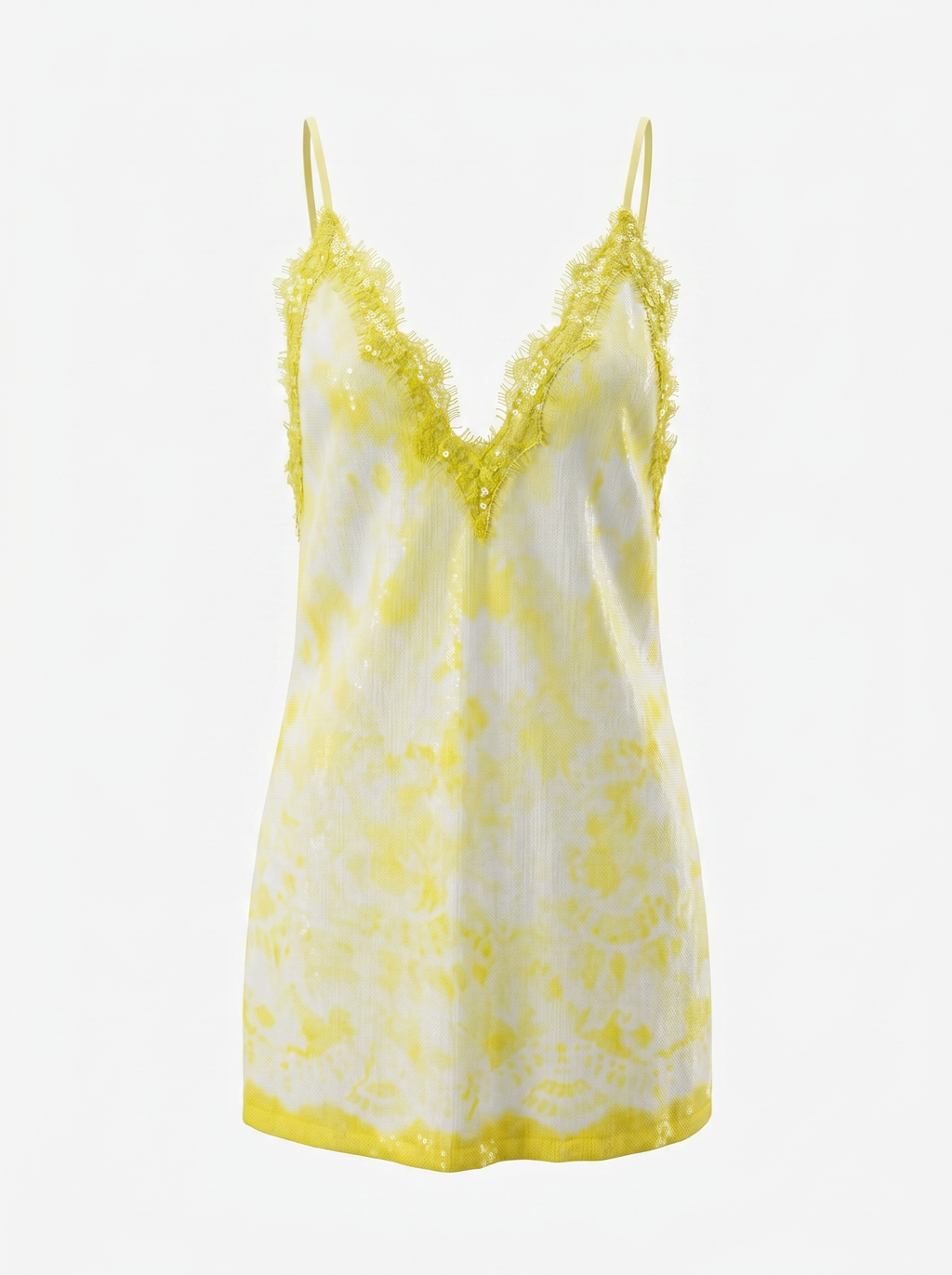 MSGM yellow lace white sequin dress small