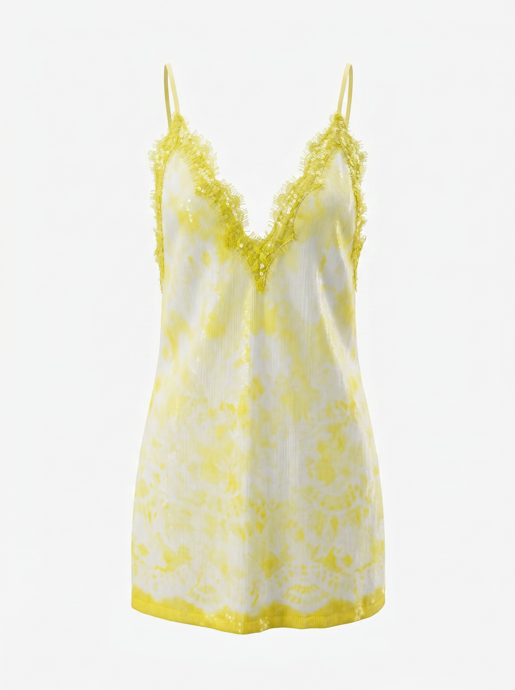 MSGM yellow lace white sequin dress small