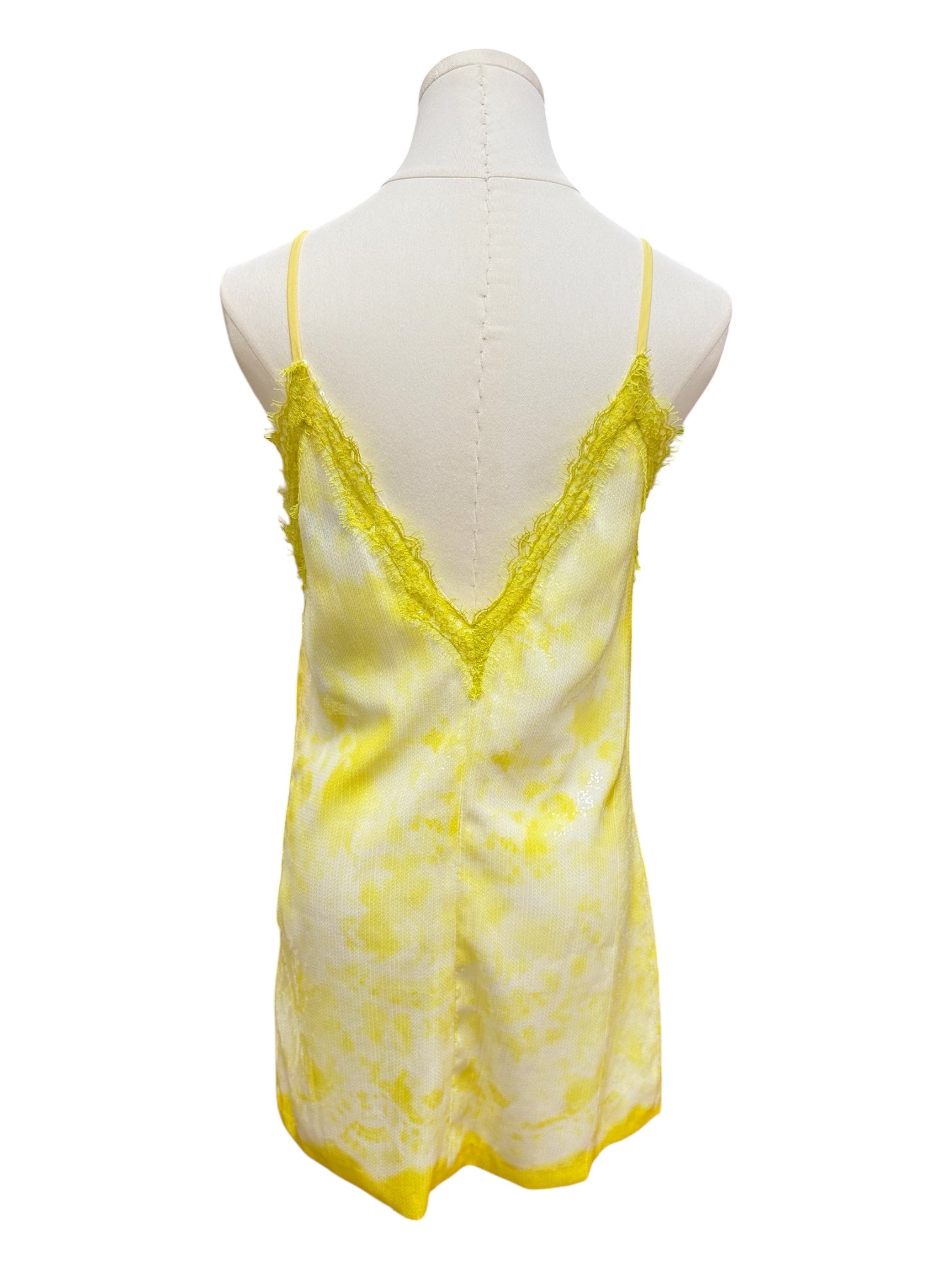 MSGM yellow lace white sequin dress small