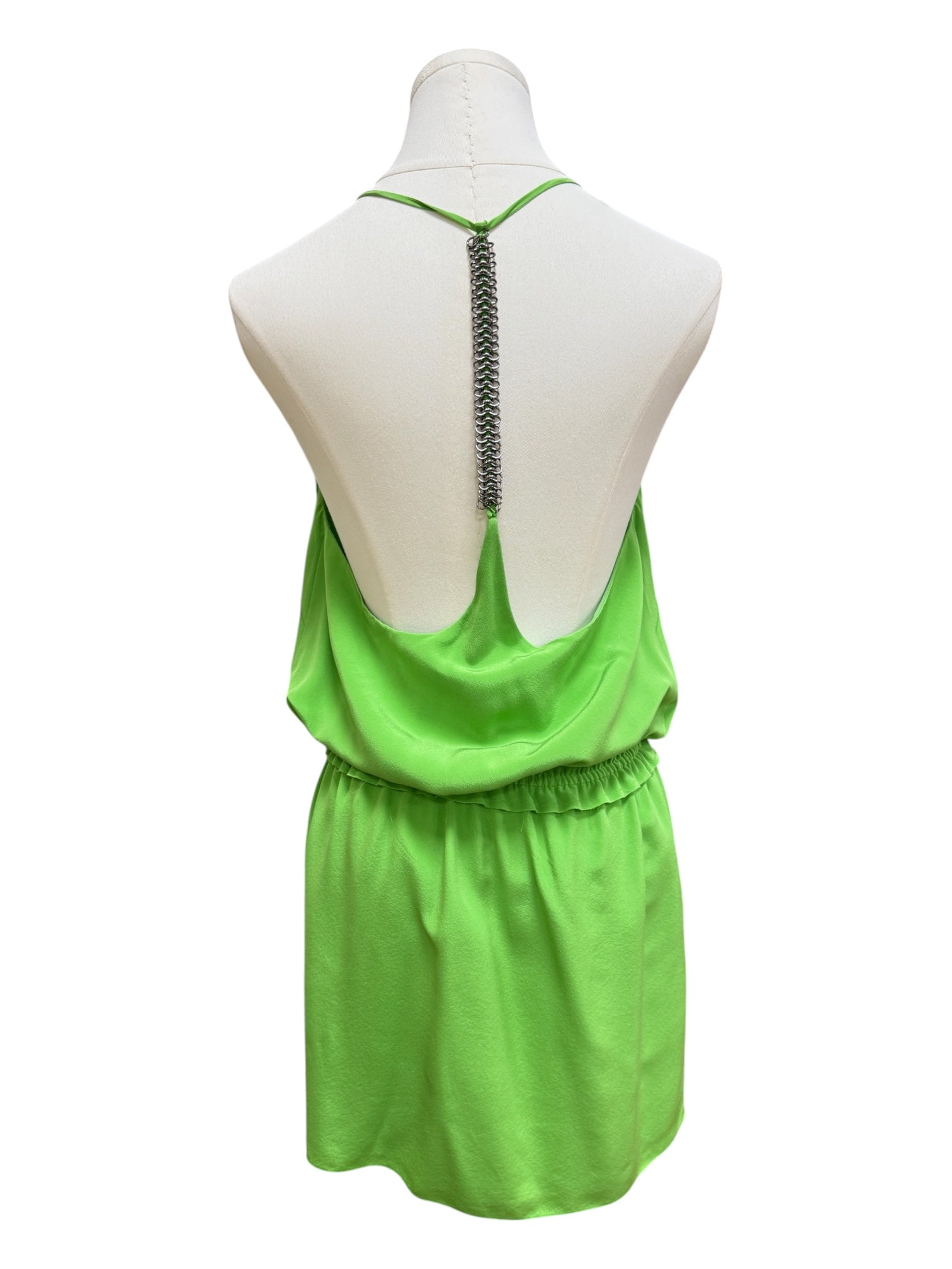 ANIMALE green silk chain mini dress