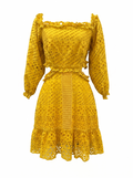 Yellow eyelet open waist dress Small