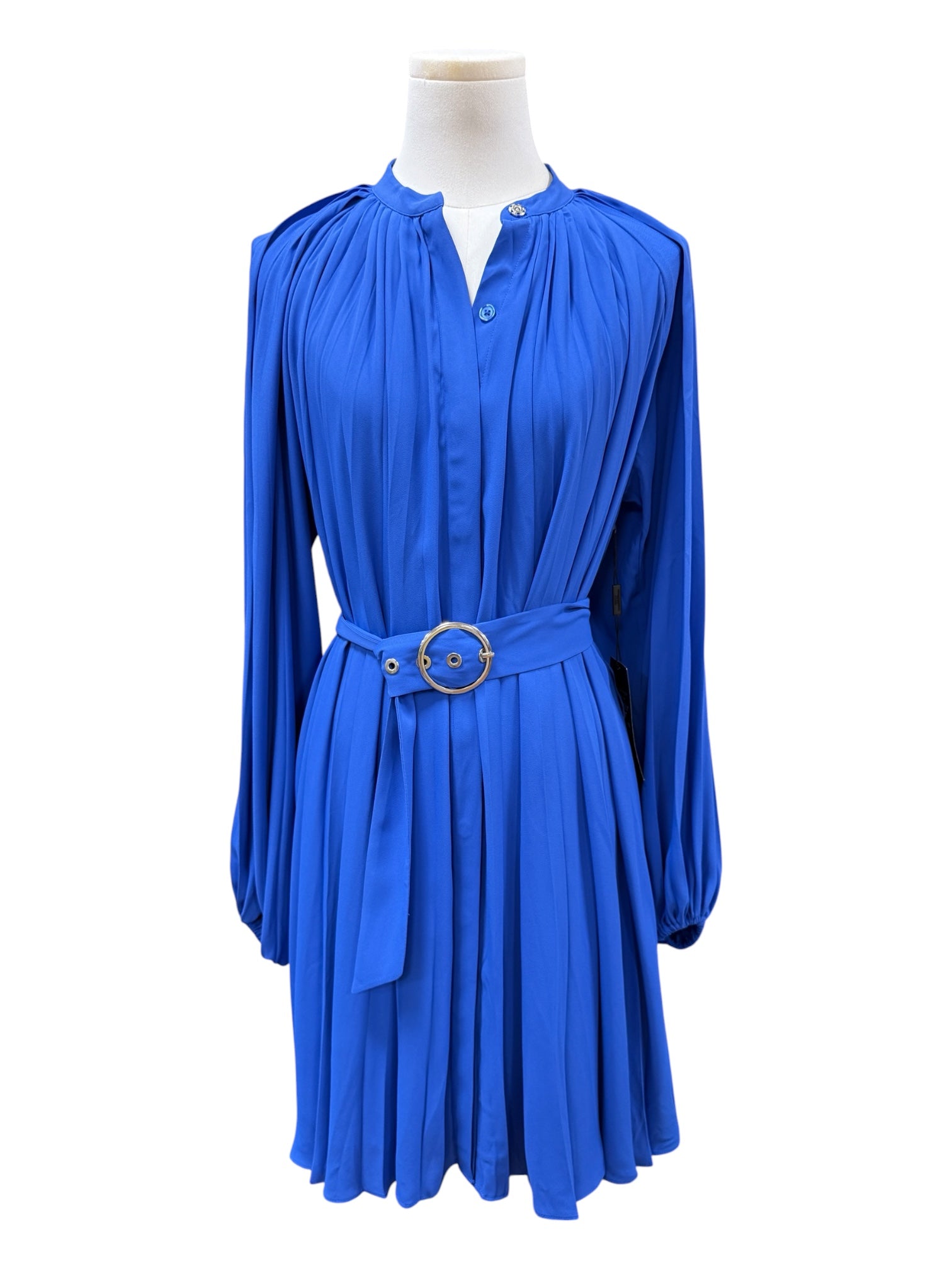 White house blue pleated dress XS