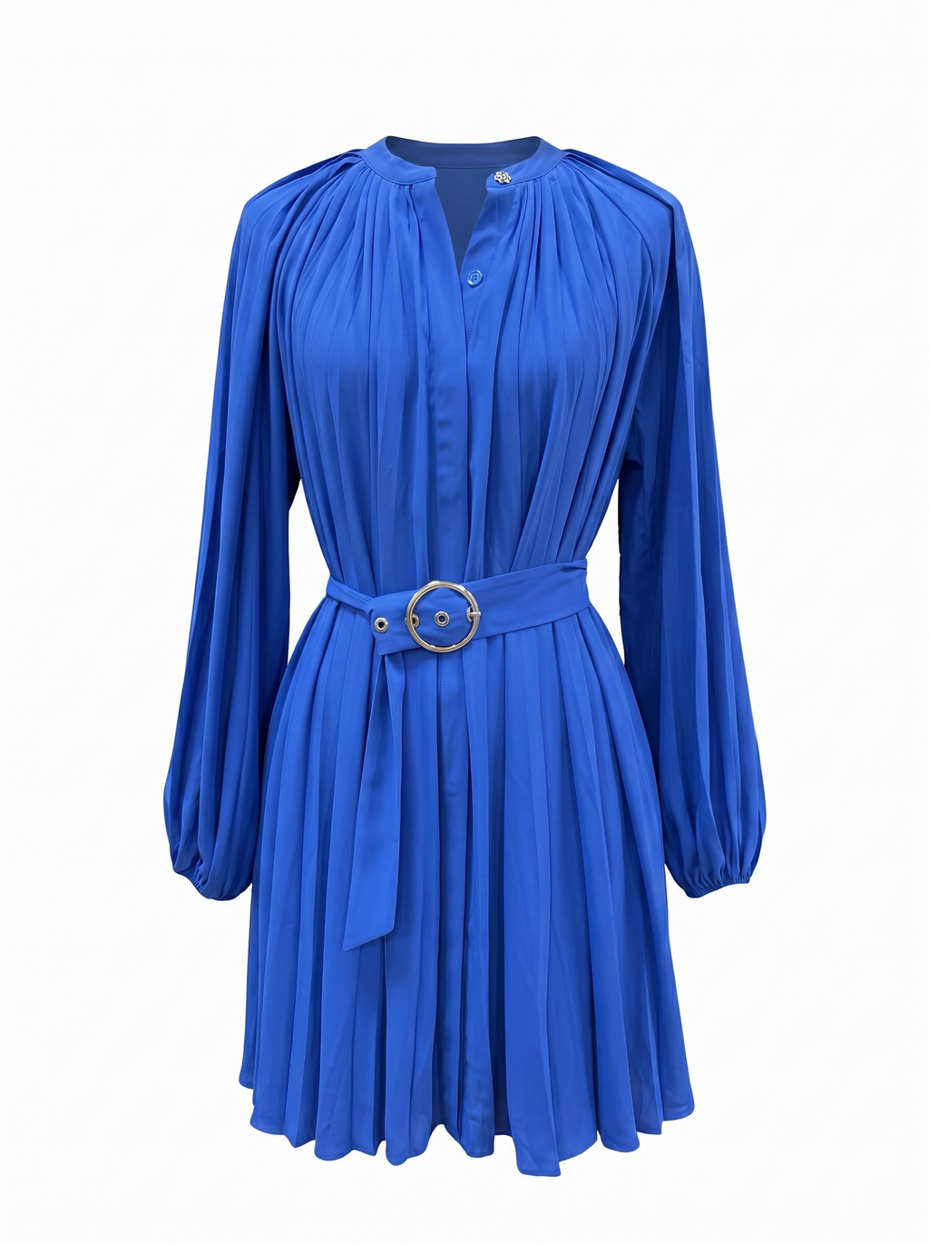 White house blue pleated dress XS