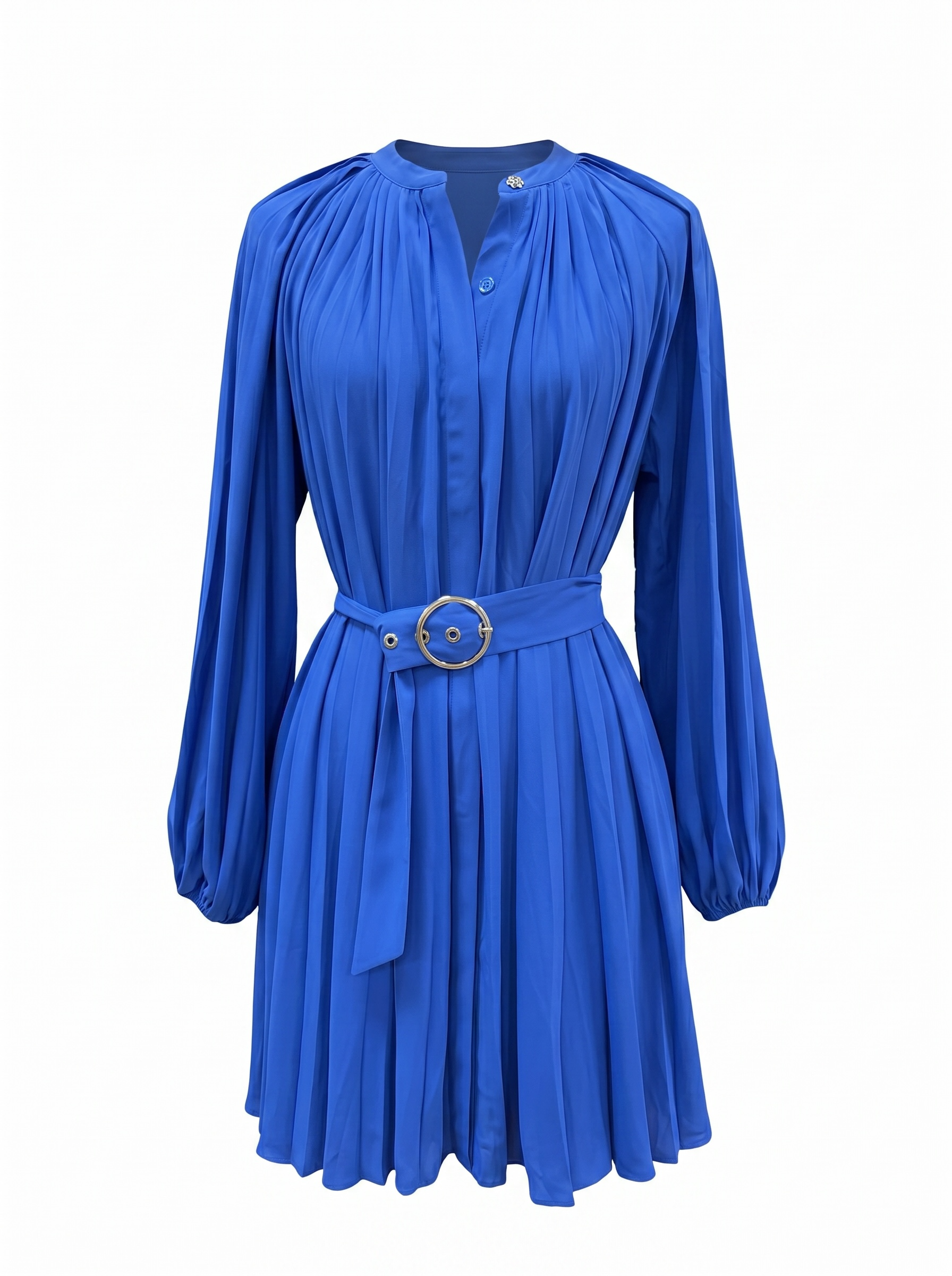 White house blue pleated dress XS